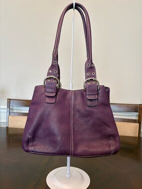Tignanello Purple Leather Shoulder Bag